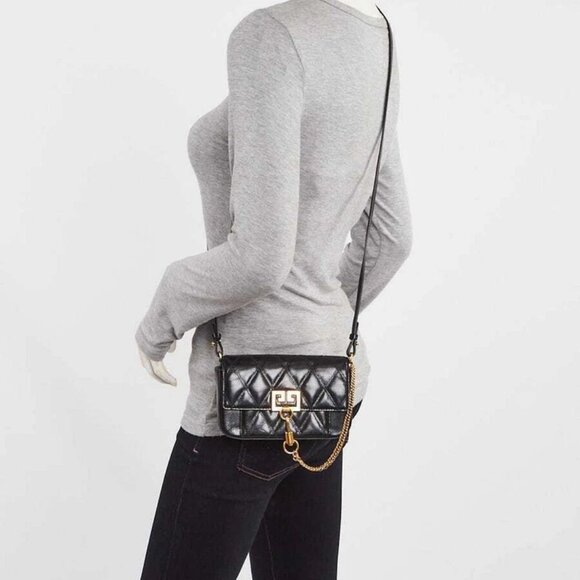 Givenchy Black Quilted Leather GV3 Crossbody Bag - Picture 2 of 11